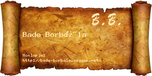 Bade Borbála névjegykártya